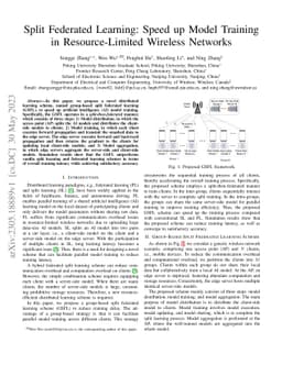 Split Federated Learning: Speed up Model Training in Resource-Limited
  Wireless Networks