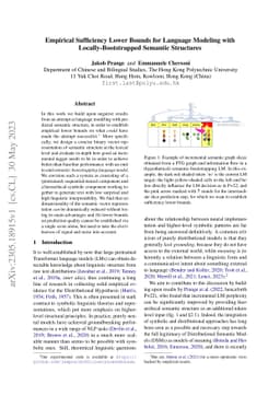 Empirical Sufficiency Lower Bounds for Language Modeling with
  Locally-Bootstrapped Semantic Structures
