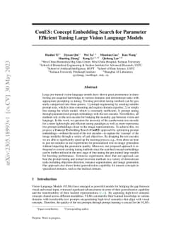ConES: Concept Embedding Search for Parameter Efficient Tuning Large
  Vision Language Models