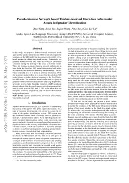 Pseudo-Siamese Network based Timbre-reserved Black-box Adversarial
  Attack in Speaker Identification