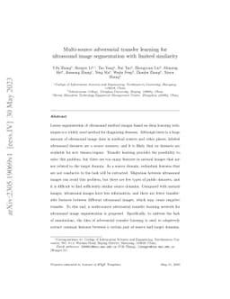 Multi-source adversarial transfer learning for ultrasound image
  segmentation with limited similarity