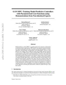 GAN-MPC: Training Model Predictive Controllers with Parameterized Cost
  Functions using Demonstrations from Non-identical Experts