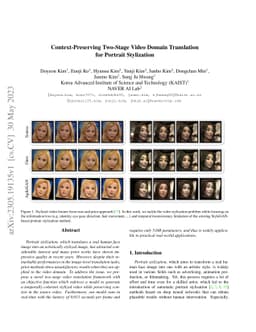 Context-Preserving Two-Stage Video Domain Translation for Portrait
  Stylization