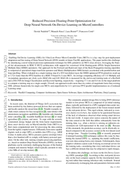 Reduced Precision Floating-Point Optimization for Deep Neural Network
  On-Device Learning on MicroControllers