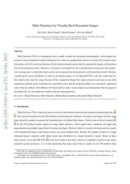 Table Detection for Visually Rich Document Images