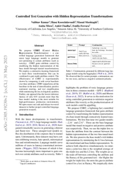 Controlled Text Generation with Hidden Representation Transformations