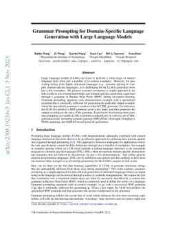 Grammar Prompting for Domain-Specific Language Generation with Large
  Language Models