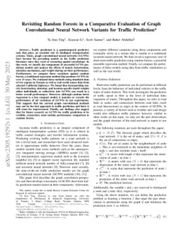 Revisiting Random Forests in a Comparative Evaluation of Graph
  Convolutional Neural Network Variants for Traffic Prediction