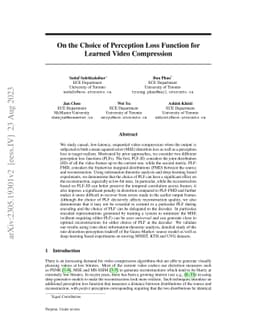 On the Choice of Perception Loss Function for Learned Video Compression