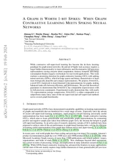 A Graph is Worth 1-bit Spikes: When Graph Contrastive Learning Meets
  Spiking Neural Networks