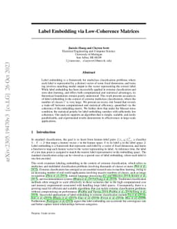 Label Embedding via Low-Coherence Matrices