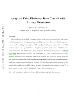 Adaptive False Discovery Rate Control with Privacy Guarantee