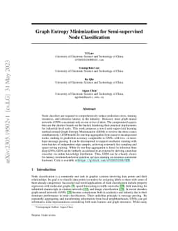 Graph Entropy Minimization for Semi-supervised Node Classification