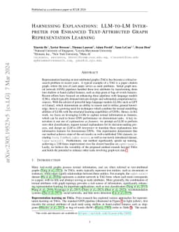 Harnessing Explanations: LLM-to-LM Interpreter for Enhanced
  Text-Attributed Graph Representation Learning