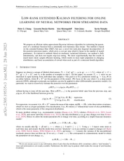 Low-rank extended Kalman filtering for online learning of neural
  networks from streaming data
