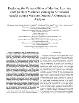 Exploring the Vulnerabilities of Machine Learning and Quantum Machine
  Learning to Adversarial Attacks using a Malware Dataset: A Comparative
  Analysis