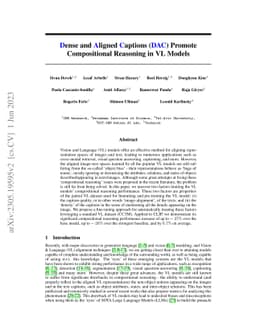 Dense and Aligned Captions (DAC) Promote Compositional Reasoning in VL
  Models
