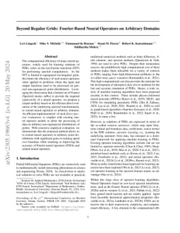 Beyond Regular Grids: Fourier-Based Neural Operators on Arbitrary
  Domains