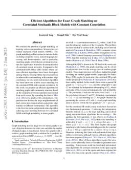 Efficient Algorithms for Exact Graph Matching on Correlated Stochastic
  Block Models with Constant Correlation