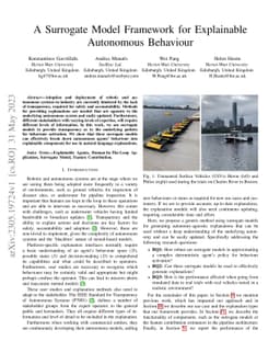 A Surrogate Model Framework for Explainable Autonomous Behaviour
