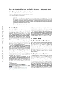 Text-to-Speech Pipeline for Swiss German -- A comparison
