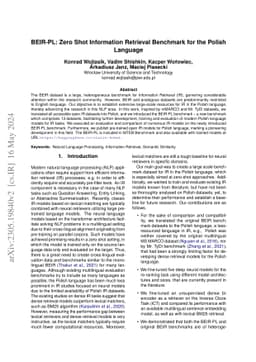 BEIR-PL: Zero Shot Information Retrieval Benchmark for the Polish
  Language