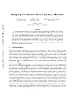 Designing Closed-Loop Models for Task Allocation