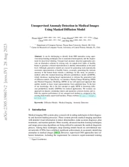 Unsupervised Anomaly Detection in Medical Images Using Masked Diffusion
  Model