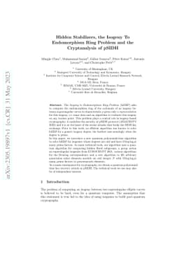Hidden Stabilizers, the Isogeny To Endomorphism Ring Problem and the
  Cryptanalysis of pSIDH