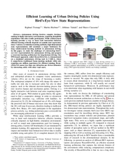 Efficient Learning of Urban Driving Policies Using Bird's-Eye-View State
  Representations