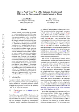How to Plant Trees in Language Models: Data and Architectural Effects on
  the Emergence of Syntactic Inductive Biases