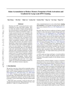 Adam Accumulation to Reduce Memory Footprints of both Activations and
  Gradients for Large-scale DNN Training