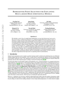 Representer Point Selection for Explaining Regularized High-dimensional
  Models