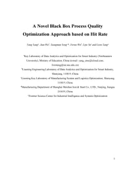 A Novel Black Box Process Quality Optimization Approach based on Hit
  Rate