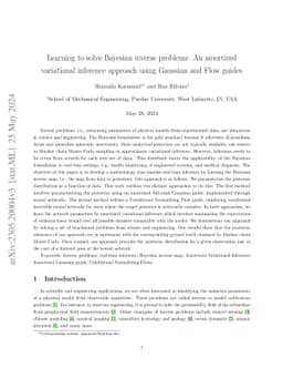 Learning to solve Bayesian inverse problems: An amortized variational
  inference approach using Gaussian and Flow guides