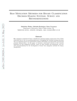 Bias Mitigation Methods for Binary Classification Decision-Making
  Systems: Survey and Recommendations