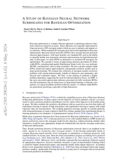 A Study of Bayesian Neural Network Surrogates for Bayesian Optimization