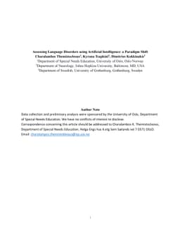 Assessing Language Disorders using Artificial Intelligence: a Paradigm
  Shift