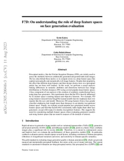 F?D: On understanding the role of deep feature spaces on face generation
  evaluation