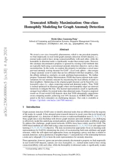 Truncated Affinity Maximization: One-class Homophily Modeling for Graph
  Anomaly Detection