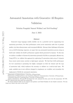 Automated Annotation with Generative AI Requires Validation