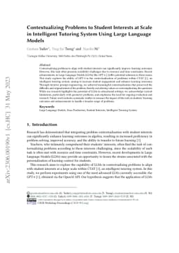 Contextualizing Problems to Student Interests at Scale in Intelligent
  Tutoring System Using Large Language Models