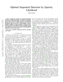 Optimal Sequential Detection by Sparsity Likelihood