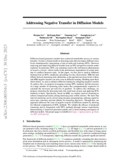 Addressing Negative Transfer in Diffusion Models