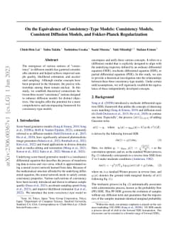On the Equivalence of Consistency-Type Models: Consistency Models,
  Consistent Diffusion Models, and Fokker-Planck Regularization