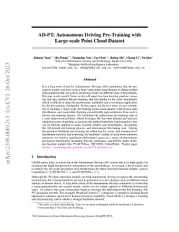 AD-PT: Autonomous Driving Pre-Training with Large-scale Point Cloud
  Dataset