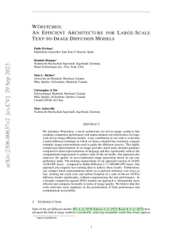Wuerstchen: An Efficient Architecture for Large-Scale Text-to-Image
  Diffusion Models