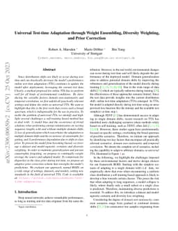 Universal Test-time Adaptation through Weight Ensembling, Diversity
  Weighting, and Prior Correction