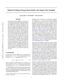 Balanced Training of Energy-Based Models with Adaptive Flow Sampling