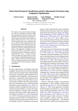 End-to-End Document Classification and Key Information Extraction using
  Assignment Optimization
